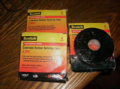 3M Scotch Premium Linerless Rubber Splicing Tape 130C, 3/4&#034;  x 30&#039;(3 Pack)