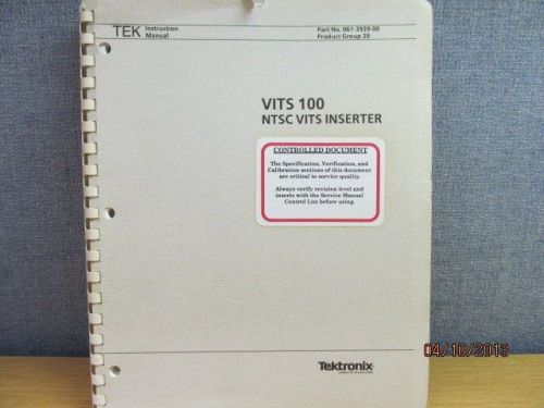 TEKTRONIX VITS 100 NTSC VITS Inserter Instruction Manual w/ Schematics (03/1922)