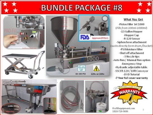 Piston filler single head  jet-1000 bundle #8 fills liquids,pastes,peanut butter for sale