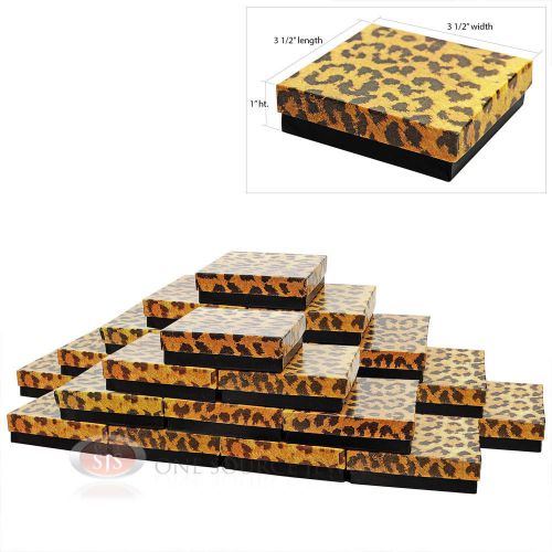 25 LEOPARD PRINT COTTON GIFT BOXES 3 1/2&#034; X 3 1/2&#034;