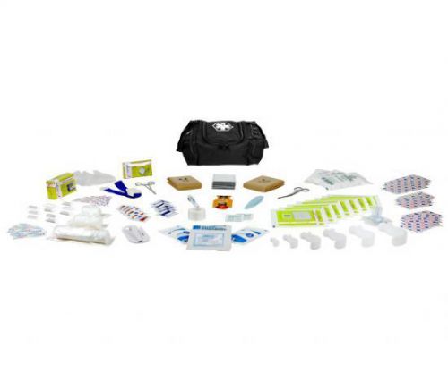 First aid responder ems medical emt emergency trauma kit fully stocked - black for sale