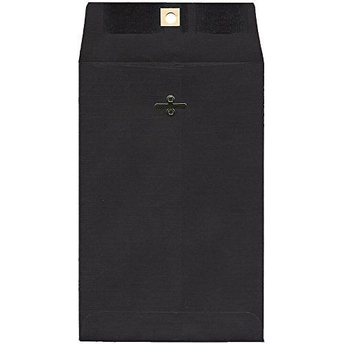 Jam paper? 6&#034; x 9&#034; open end envelope with clasp closure - black - 10 envelopes for sale