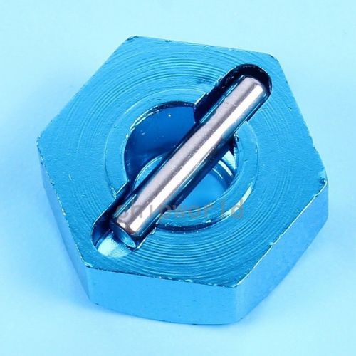 4pcs Blue Aluminium Alloy Hexagon 12mm Connector 1:10 For Model Car