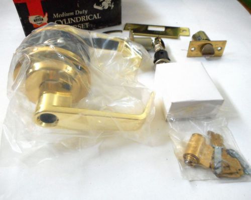 Locksmith Dealer Cylindrical Lever Entrance Lock Set Brass Keyed NOS Grade 2 Com