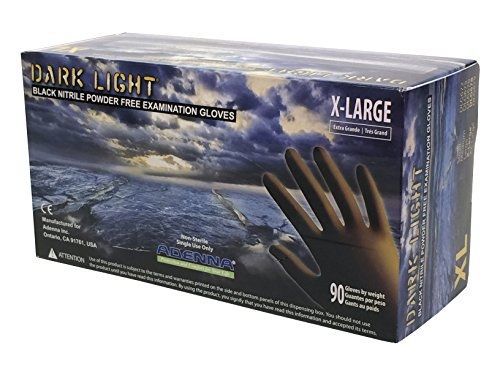 Adenna dark light 9 mil nitrile powder free exam gloves (black, x-large) for sale