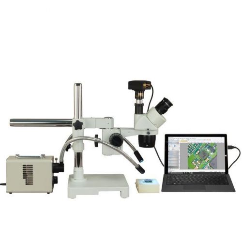 Trinocular 10x-20x-40x-80x 5mp usb3.0 boom stereo microscope+20w gooseneck light for sale