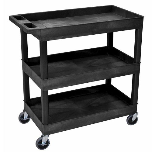 Luxor 32&#034; x 18&#034; tub storage cart 3 shelves - black for sale