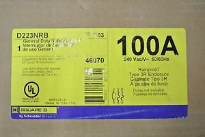 Square D D223NRB 100 Amp 24 Volt Fusible 3R Outdoor Disconnect NIB