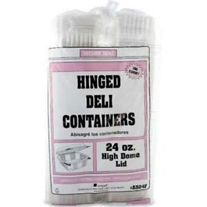 AD24F 24 oz Deli Hi Dome Hinge Lid Container, Clear - Case of 200