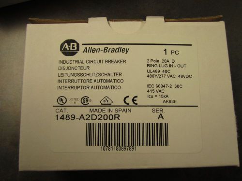 New allen-bradley 1489-a2d200r circuit breaker 20a for sale