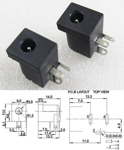 50X DC Power Supply Female Socket 3.5x1.3mm Barrel-Type Black Plastic PCB Mount