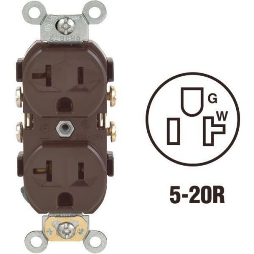 Leviton S00-CR20-00S Heavy-Duty Duplex Outlet-BRN DUPLEX OUTLET