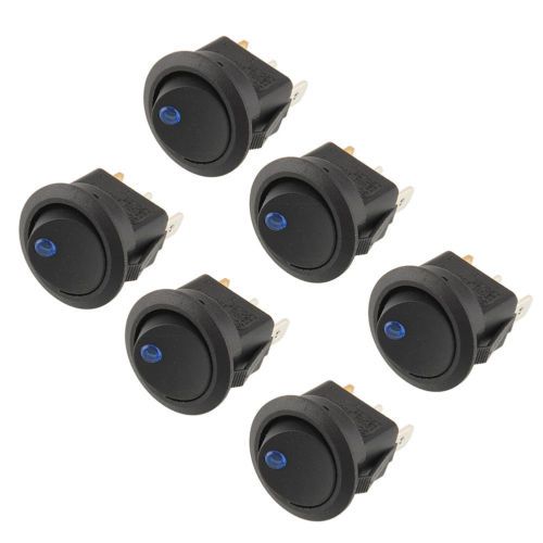 6pcs Blue LED Lighted Dot Rocker Switch 3Pin 19mm Toggle Car Boat Vehicle