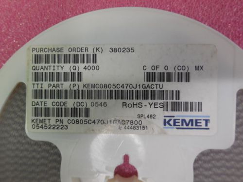 8000 pcs kemet c0805c470j1gactu for sale