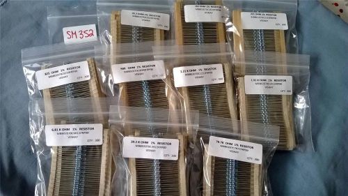 SM352   LOT of 3000 pcs ASSORTED MBB 0207 SERIES RESISTORS 1% METAL FILM AXIAL