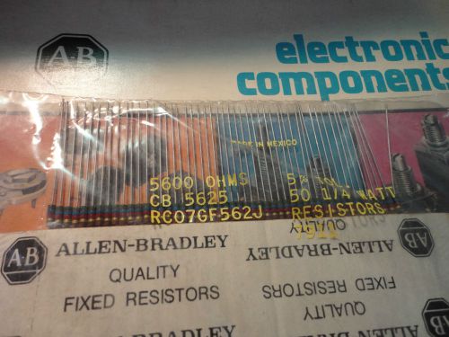 NOS 50PCS ALLEN BRADLEY 5.6K-1/4W-5% RC07GF562J 1/4 watt CARBON COMP. RESISTOR