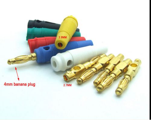 60pcs 6 color gold-plated male 4mm banana plug for binding post probes speaker for sale