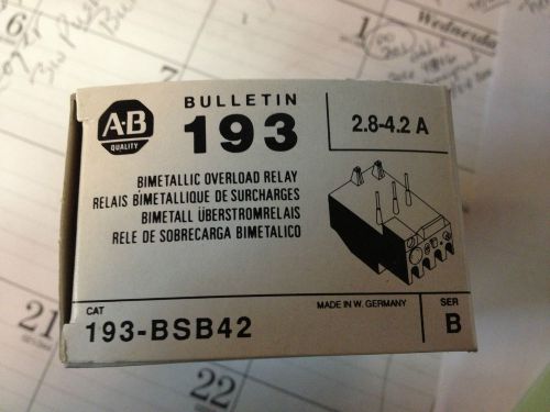 ALLEN BRADLEY 193-BSB42 NEW IN BOX BIMETALLIC OVERLOAD RELAY #B39