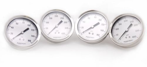 4x ashcroft 3-1/2&#034; 0-160 0-400psi 1/4&#034;npt back liquid ready pressure gauge 3.5&#034; for sale