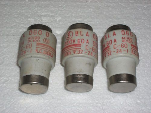 Fuji bla 060 60 amp fuse 600 volt c-60 - three pieces - lot #2 for sale