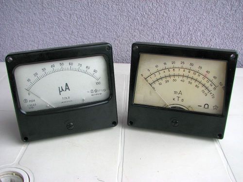 Two pcs precision moving coil instruments 100 uA 715ohm class 1.5