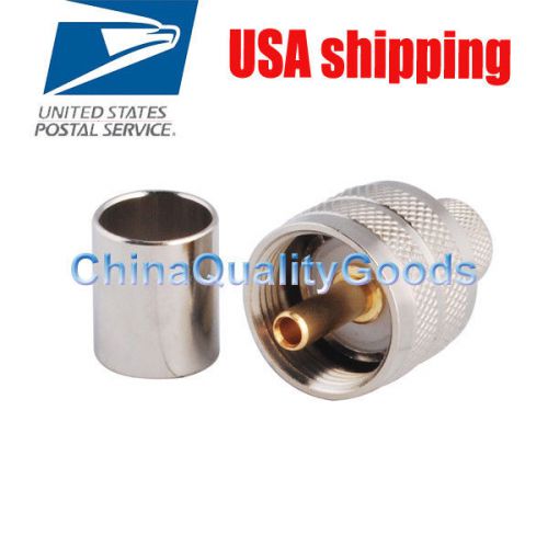 2pcs uhf pl259 crimp male plug rf coax connector for lmr400 usa faster shipping for sale