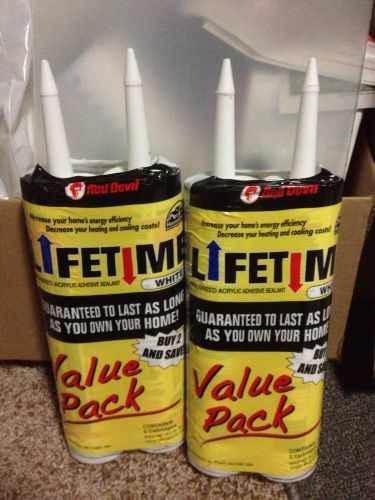 Lot (2) red devil lifetime white siliconized acrylic adhesive sealant twin pack for sale