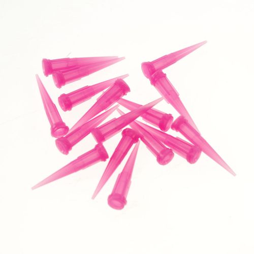 100 x   0.9 mm(OD) 0.64 mm(ID) Plastic Dispenser Needle Pink Tapered Tip