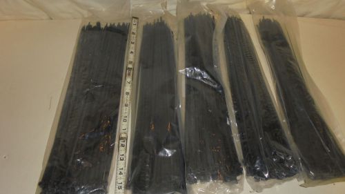 Cable Ties 15&#034; - 500 Top Quality Mil-Spec - Black - 5 Pks of 100 - zip wire 14 8