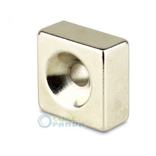 2PC Strong Block Magnet 20x 20 x 10mm Counter Sunk Hole 5mm Rare Earth Neodymium