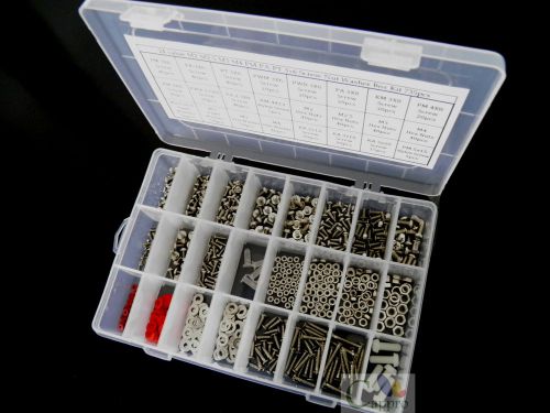 24value 735pcs M2 M2.5 M3 PM PA PT 3X6 Screw Nex Nuts Washer Nylon Box Kit 24