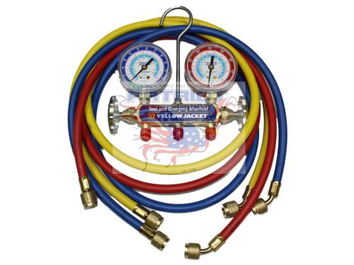 YELLOW JACKET 41211 Manifold 2-1/2&#034; Gauges 60&#034; PLUS II™ hoses R22/134a/404A, °F