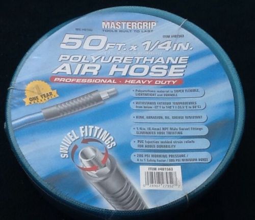 Mastergrip 1/4 Inch x 50 Ft. Blue Reinforced Polyurethane Air Hose Heavy Duty