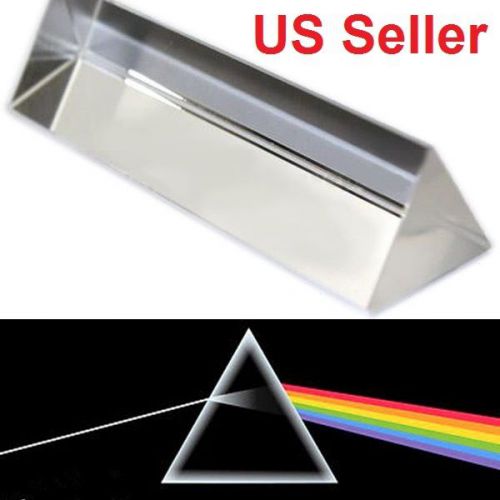 4&#034; Optical Glass Triple Triangular Prism Physics Teaching Light Spectrum 10cm