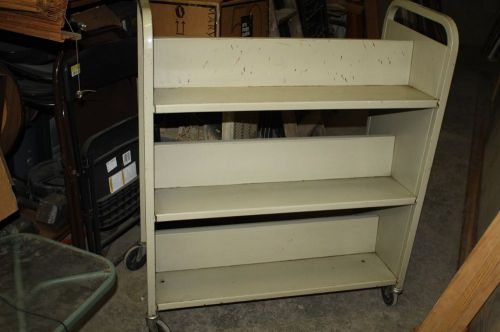 Rolling Mid Century Industrial Library Book Cart