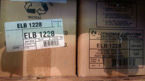 LITHONIA LIGHTING 12V 33AH SEALED LEAD CALCIUM BATTERY CAT# ELB1228 *NIB*