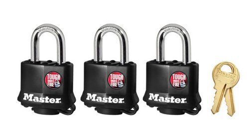 New master lock 311tri keyed alike laminated steel padlock , 3-pack for sale