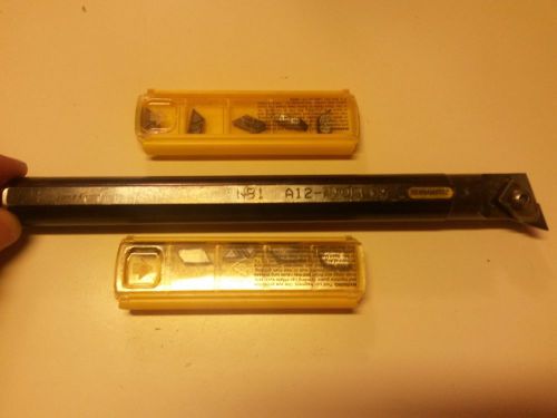 Kennametal 3/4&#034; x 8&#034; boring bar a12 nkqcl05 with 11 new kennametal inserts for sale