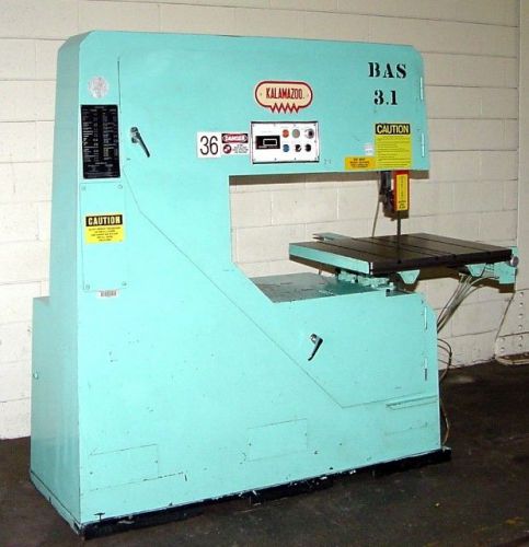 36&#034; Thrt 12&#034; H Kalamazoo VS36 VERTICAL BAND SAW, Vari-Speed, T-Slotted Tbl, Air-