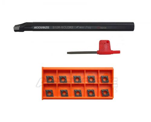 5/8&#034;x8&#034; rh sclcr index boring bar w/ 10 pcs ccmt carbide inserts, #p252-s405ins for sale