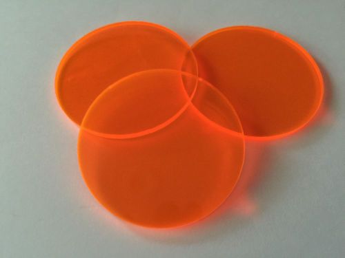 50 Pcs 2&#034; Dia. x 1/8&#034; Thick Laser Cut FLUORESCENT ORANGE Plexiglass Disks