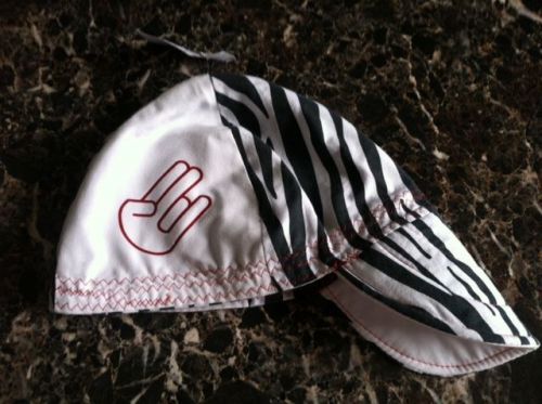 Shocker zebra &amp; white-red welding hat (7 3/8) welder hats american hotties cap for sale