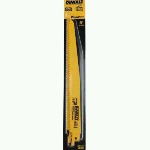 DEWALT 9&#034; 6 TPI Bi-Metal/Wood Reciprocating Blade w/ PlungePoint (5 pack)#DW4803