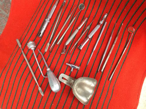 Retro German &#034;Richter&#034; Dentist Set Of 14 Instruments Decorative Collectible