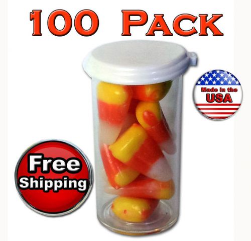 Clear Plastic Vial Snap Cap  .88 oz  7 Dram,  herb, craft, storage  - 100 pack