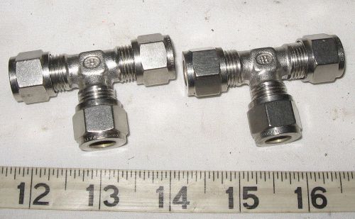 Lot of 2 Hoke 316 Stainless Steel 3/8&#034; Instrumentation Tube Union Tee Fitting