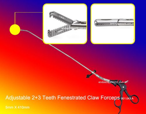 Brand New Adjustable 2+3 Teeth Fenestrated Claw Forceps Laparoscopy