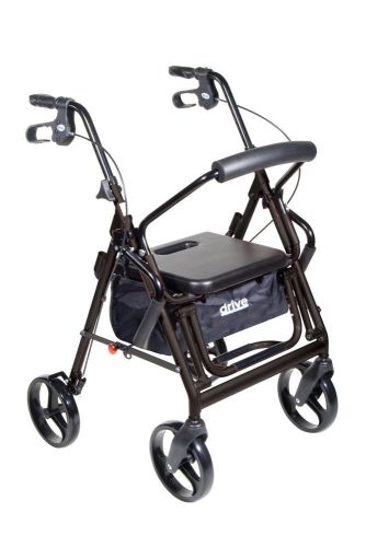 Drive Medical Duet Transport Chair Rollator, Black