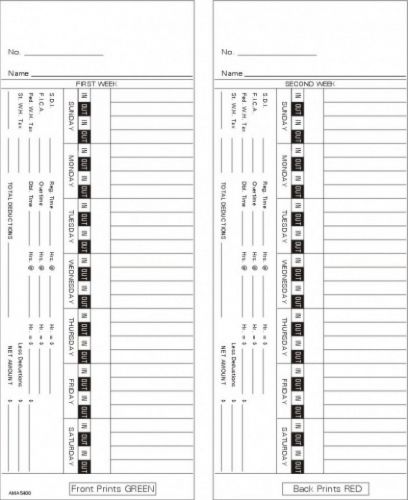 Time Card Lathem 4000 Bi-Weekly Double Sided Timecard AMA5400 Box of 1000