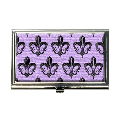 Fleur de lis Pattern Rustic on Violet Business Credit Card Holder Case